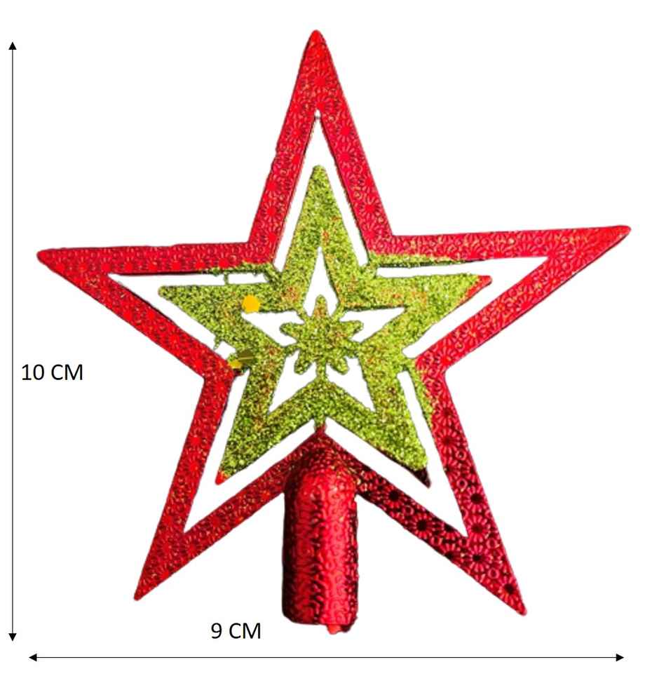 Gullak Christmas Star Topper For Tree Decoration - Red | 9 cm